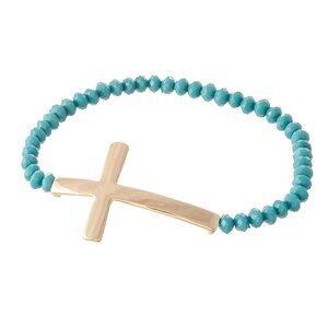 NWT BOUTIQUE Beaded Cross Stretch Bracelet BEST SELLER